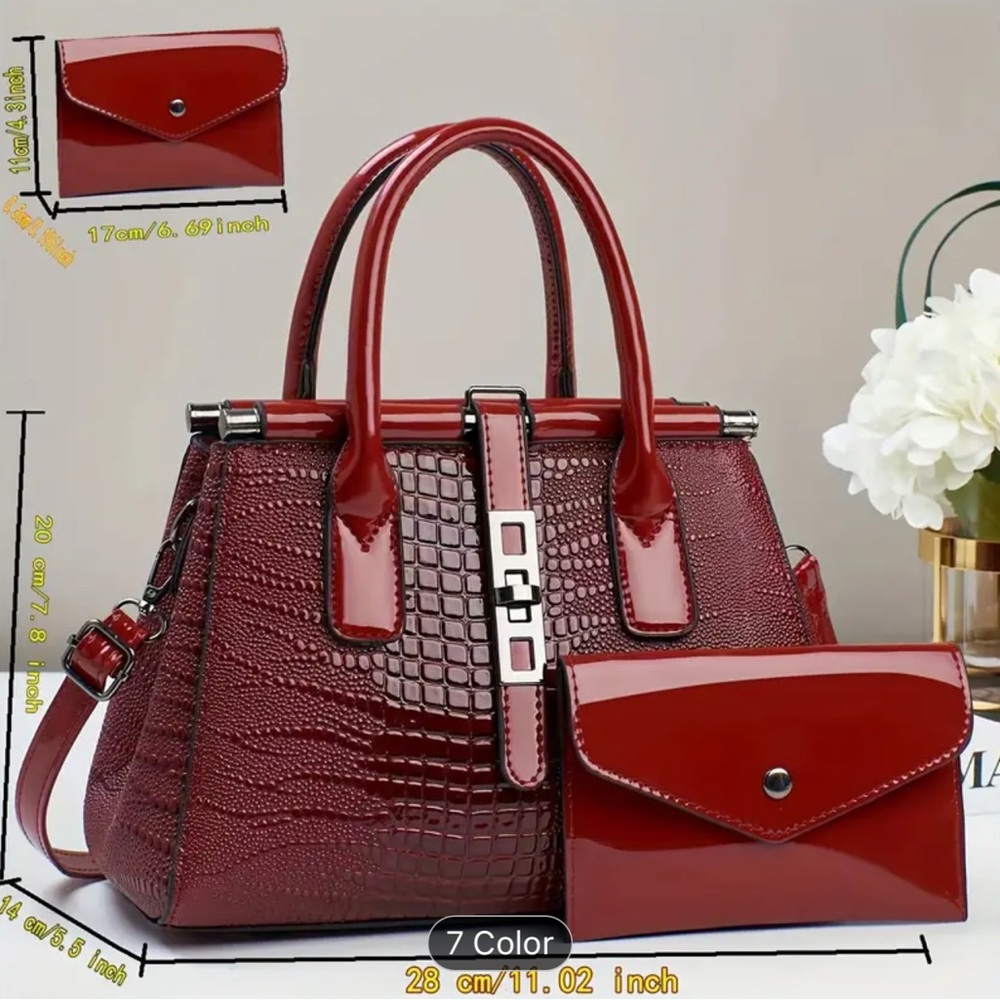 2pcs/set Chic Simple PU Leather Shoulder Bag with Detachable Clutch Bag